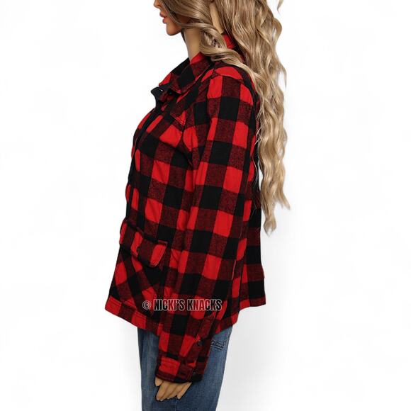 J Crew Buffalo Plaid Wool Blend Shirt Jacket Red Black Check Shacket Size M - Picture 3 of 8